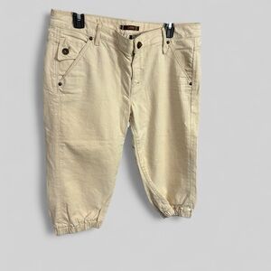 Deener retro neutral beige cropped denim cotton size 32 tomboy preppy